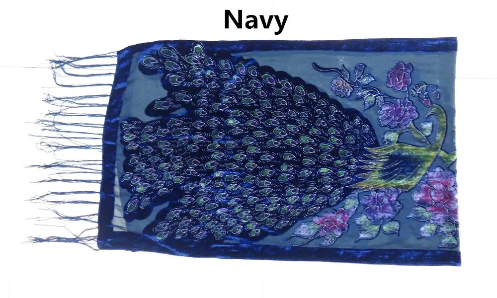 Peacock Velvet Scarf
