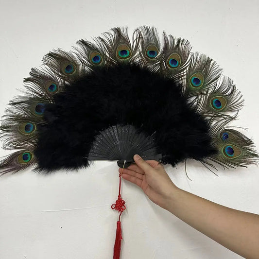 Large Peacock Feather Fan for burlesk dance