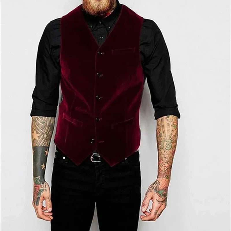 Burgundy Velvet Waistcoat