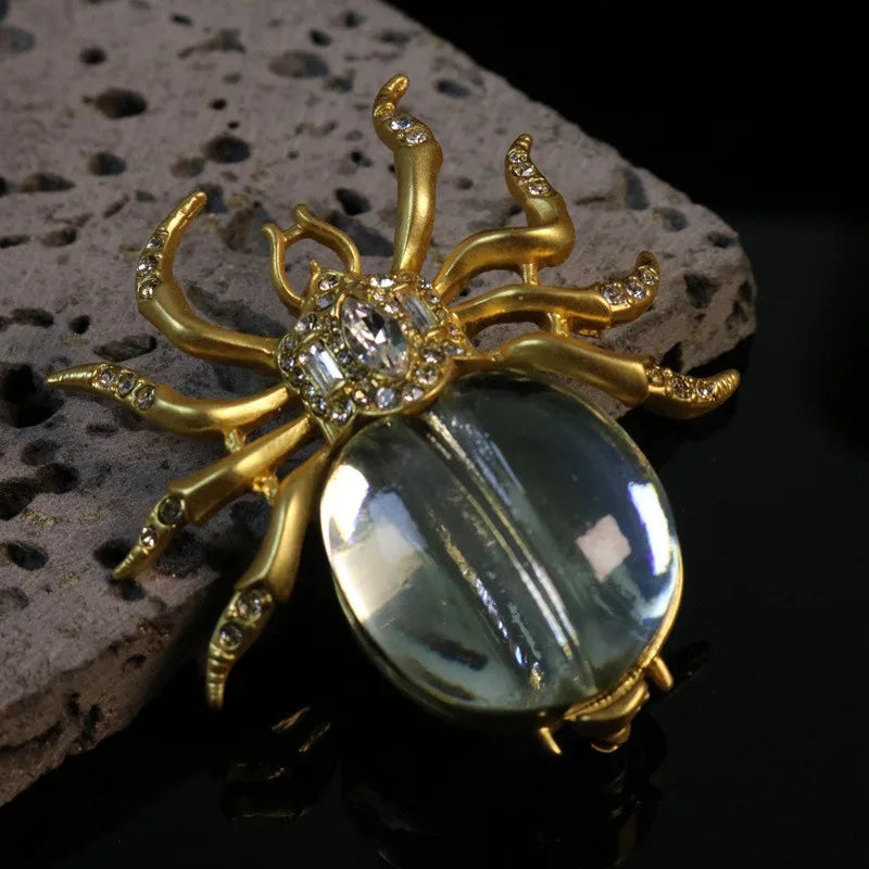 Spider glass brooch