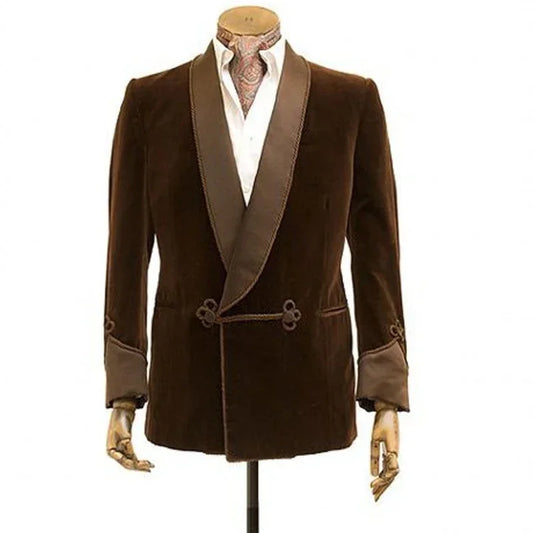 Classic brown velvet smoking jacket