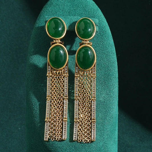 Oval emerald earrings