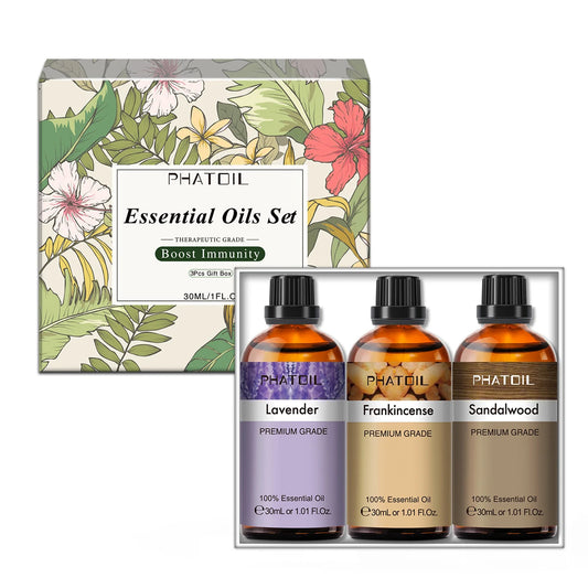 Essential Oils Set for Perfume Candles Soap Making Spa Massage Oil Lavender Frankincense Sandalwood 10ml x 3