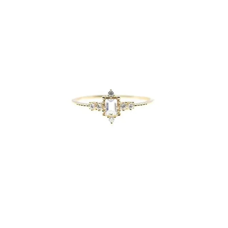 Rococo Style 18k Gold Plated Moonstone Ring Natural Gemstone