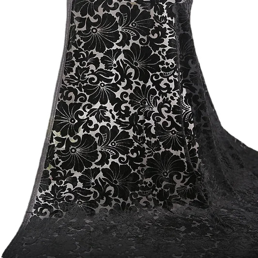 50cm/100cm*114cm Brocade Burnt-out Velvet Fabric with floral design