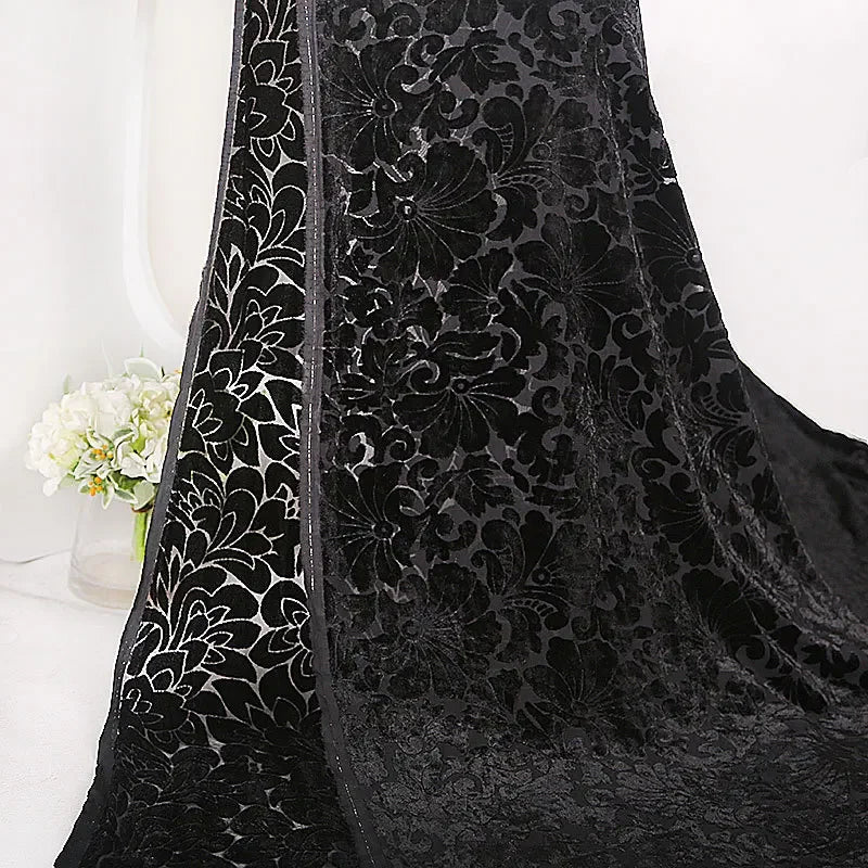 50cm/100cm*114cm Brocade Burnt-out Velvet Fabric with floral design