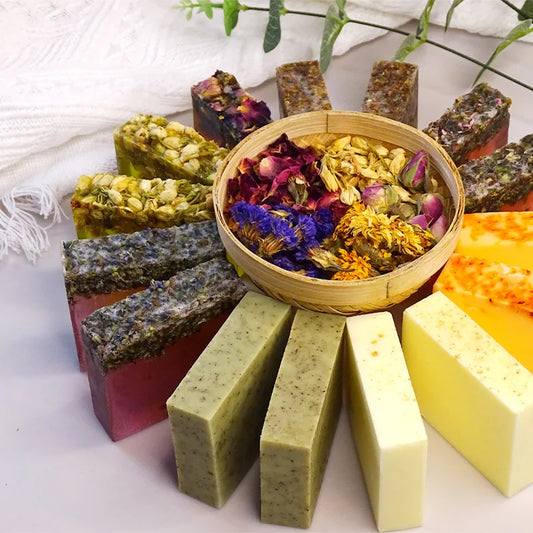 7 Varieties Handmade Soap Bars 80g | Botanical Flowers & Essential Oils | Face & Body Cleanser Travel-Size