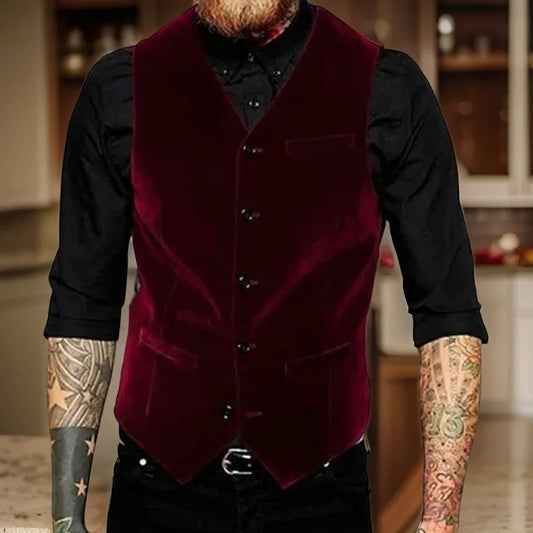 Burgundy Velvet Waistcoat