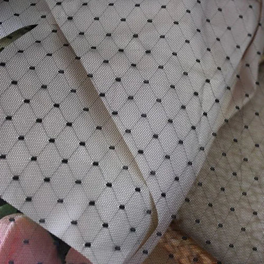 Black polka dot Tulle Mesh Fabric