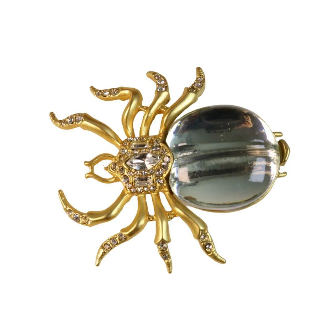 Spider glass brooch