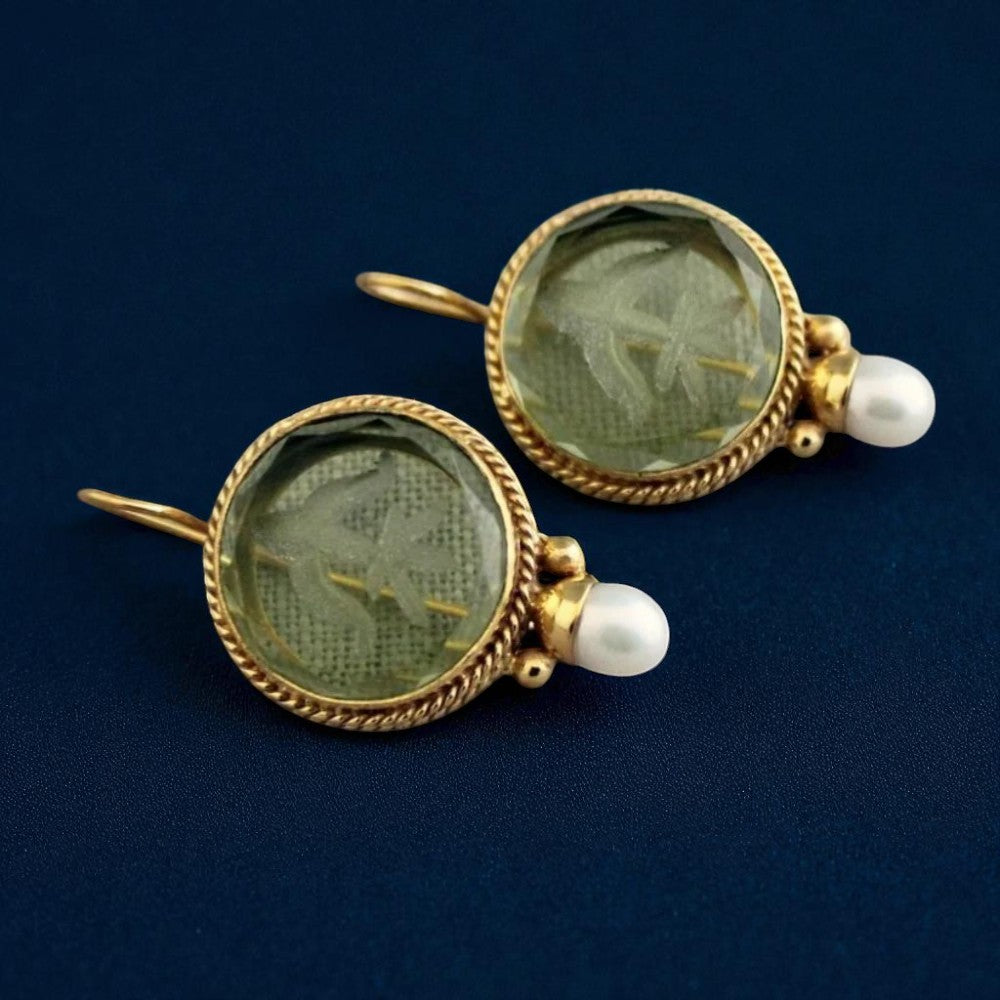 Elegant Vintage Geometric Pearl Drop Earrings