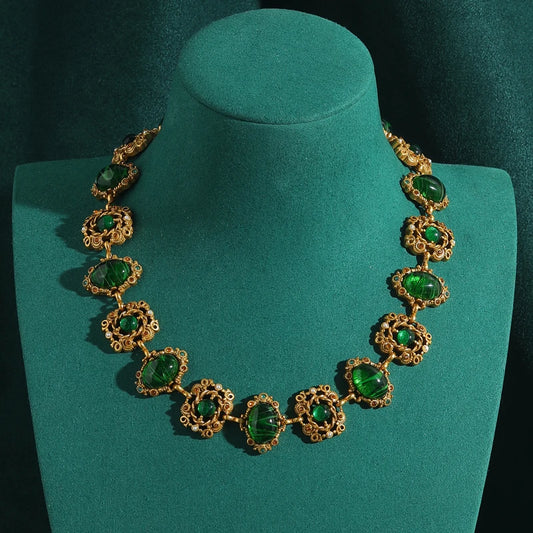 Vintage Green Necklace Emerald Choker