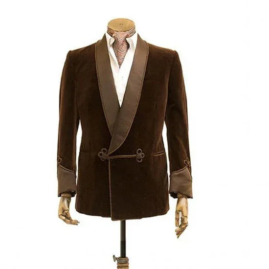 Classic brown velvet smoking jacket