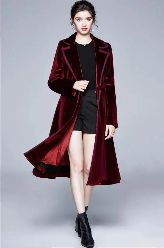 Velvet Trench Coat 'Sarah'