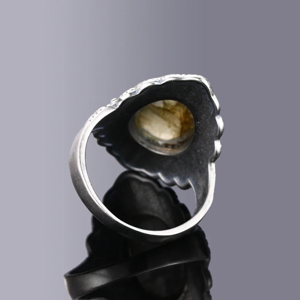Silver ring with gemstone